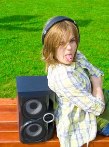The Young Attractive Girl With Headphones Stock Photos The Young Attractive Girl With Headphones Stock Photos