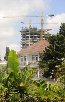Building And Crane And Many Trees Royalty Free Stock Photo Building And Crane And Many Trees Royalty Free Stock Photo