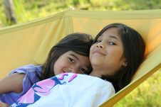 Two Girls On A Hammock Stock Photo Two Girls On A Hammock Stock Photo