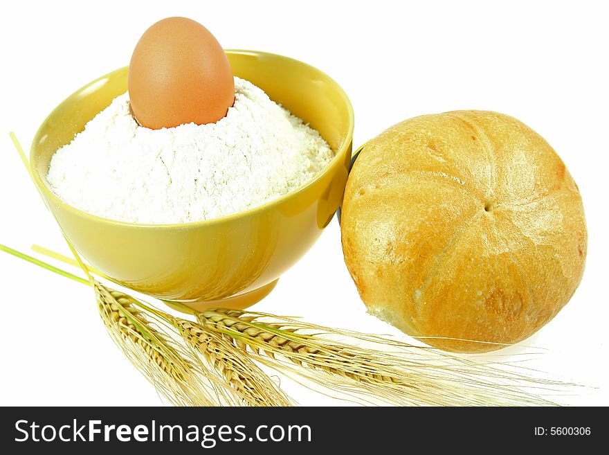 Wheat, bread, egg isolated over white. See my other food images. Wheat, bread, egg isolated over white. See my other food images.