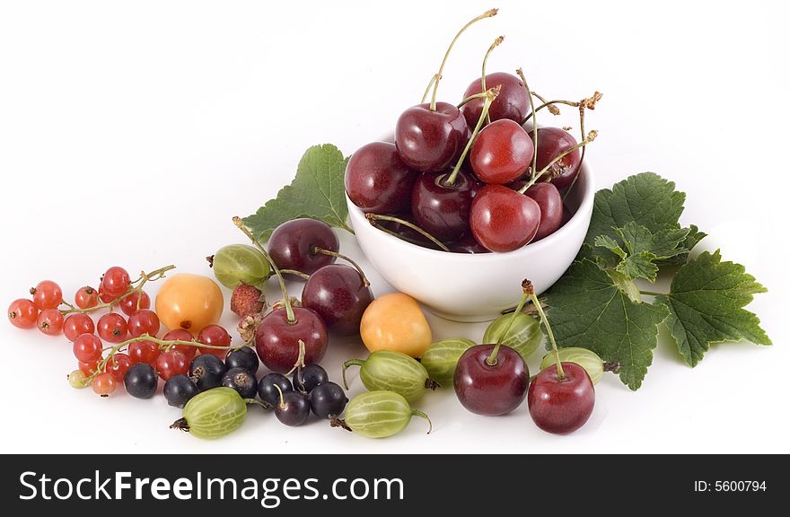 Mixed berries on white background. Mixed berries on white background.