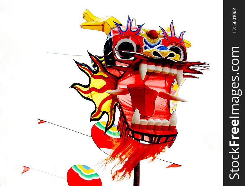 This was a called dragon of kite. It was hung up on the framework of iron. It was made of silks, plastics, wire and feathers by actor. The head of dragon is about 70cm high and 38cm wide and 5m long of his body. This was a called dragon of kite. It was hung up on the framework of iron. It was made of silks, plastics, wire and feathers by actor. The head of dragon is about 70cm high and 38cm wide and 5m long of his body.