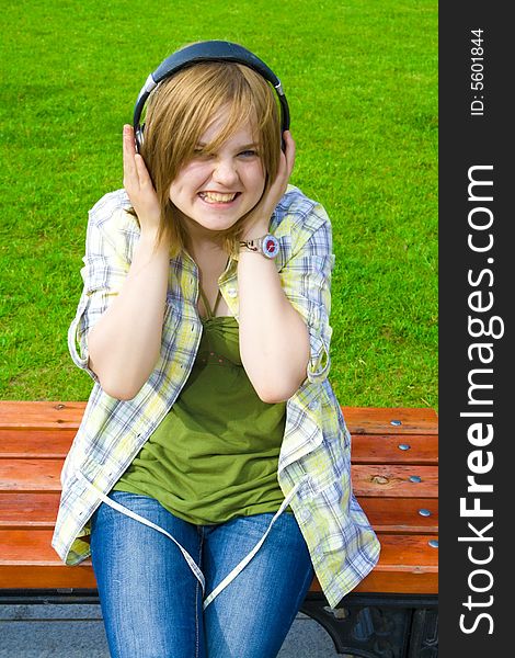 Young Attractive Girl With Headphones