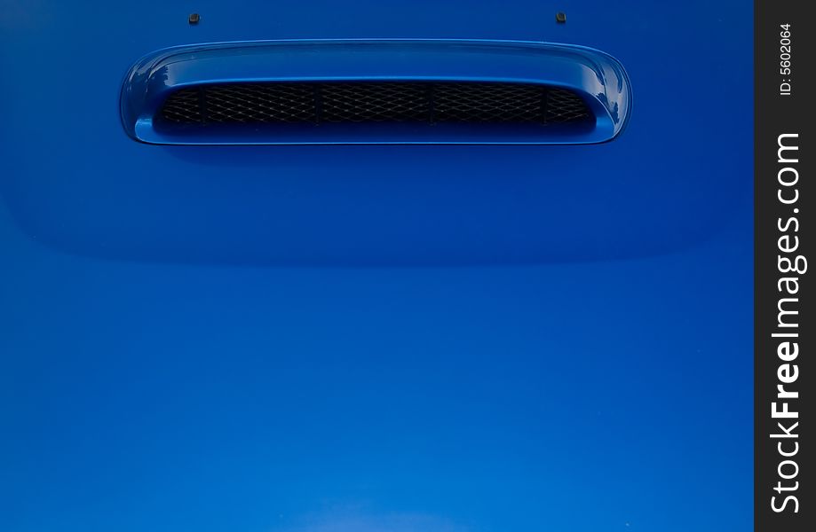 Sports car blue hood background. Sports car blue hood background