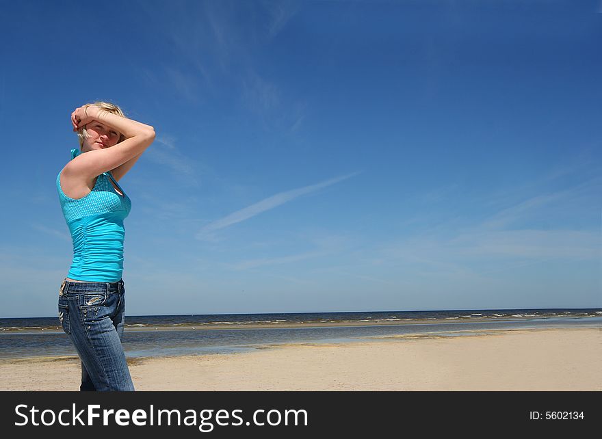 Beautiful young girl on the beach. Beautiful young girl on the beach