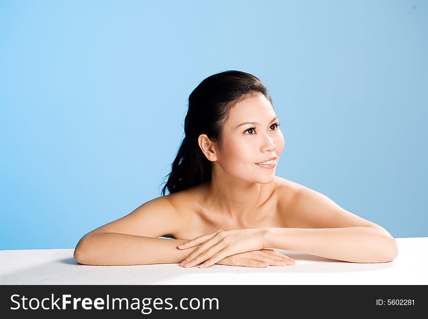 Refreshing and clean face of young woman smiling. Refreshing and clean face of young woman smiling