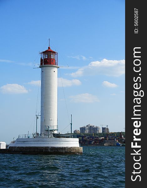 Lighthouse near Odessa port Black sea Ukraine