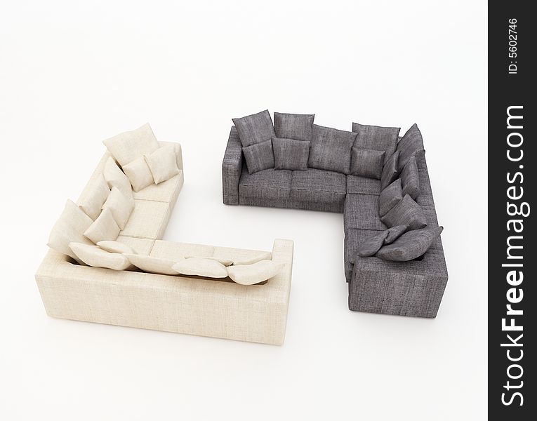 3d.Colour House Sofa Isolated On A White Backgroun