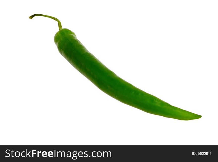 Green chili pepper isolated over white