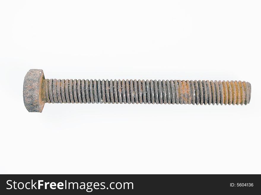 Rusted bolt against white background