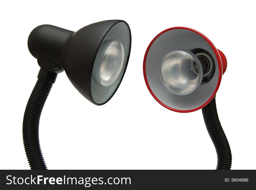 Talking desk lamps isolated on a white background. Talking desk lamps isolated on a white background