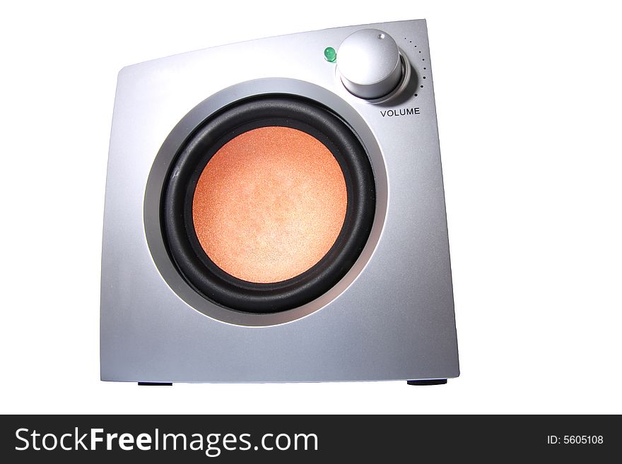 Modern subwoofer isolated on the white background.