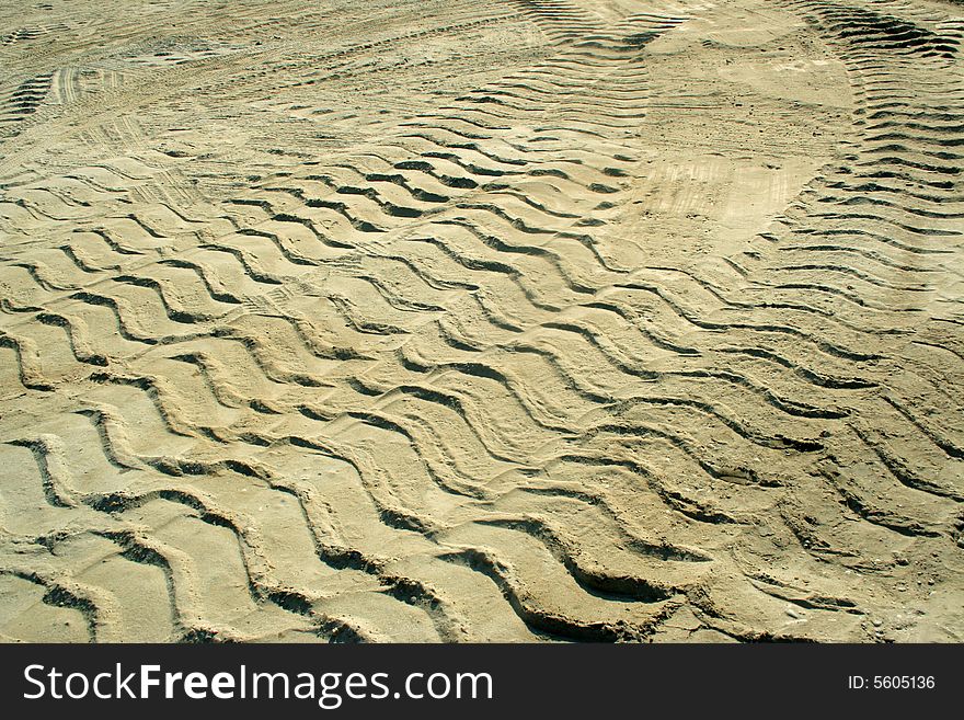 Trails in the sand on the beach