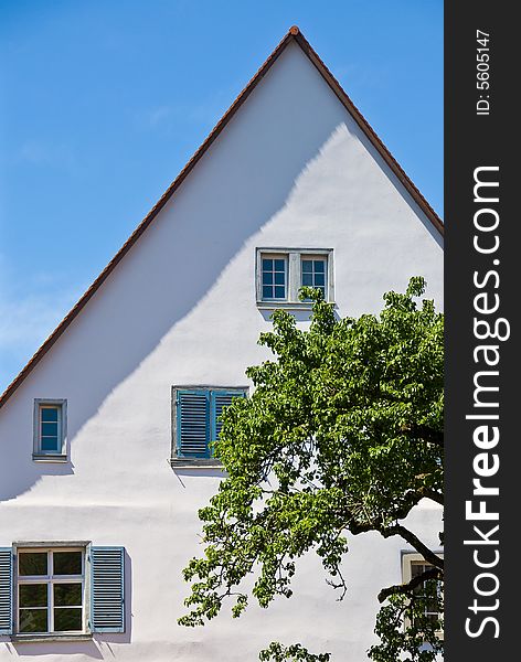 House gable against a blue sky, Constance city, germany