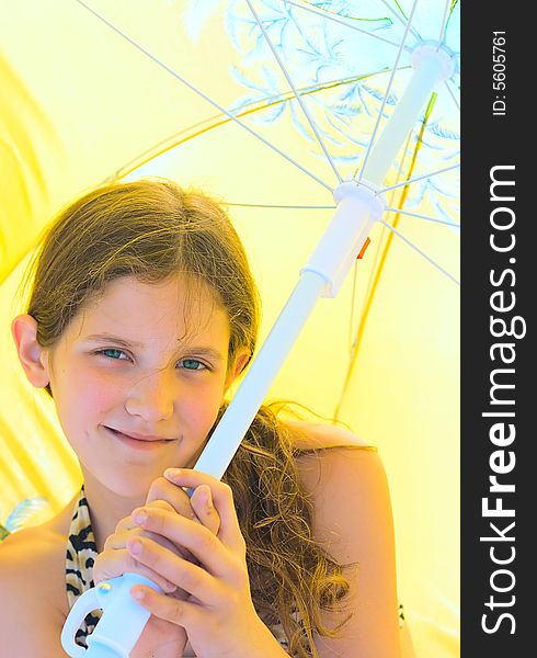 Portrait Girl on umbrella background for your design