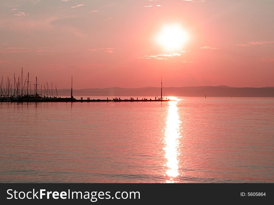 Evening at the balaton lake. Evening at the balaton lake