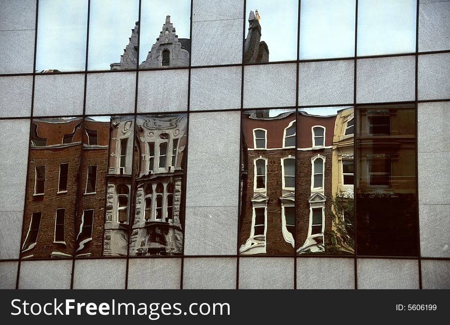 House fronts mirroring in Dublin, Ireland