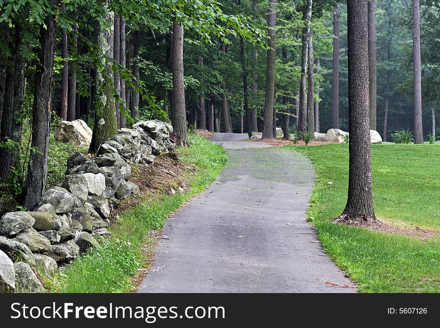 Country road in New England country setting