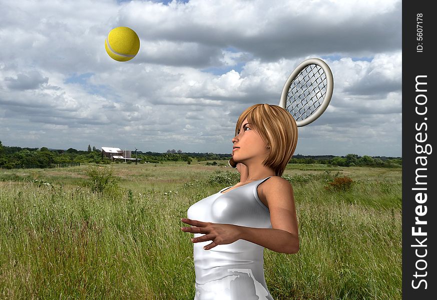 Women About To Hit Tennis Ball