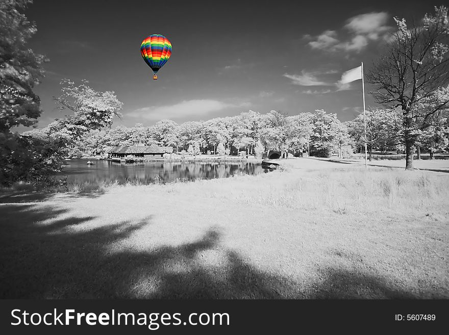 The infrared dreamy scenery  of  a park in New Jersey