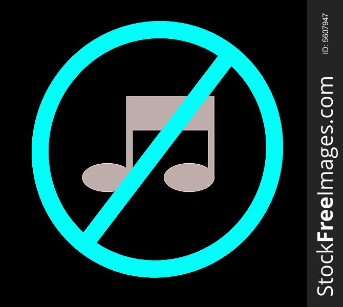 Vector illustration of a sign showing that music is forbidden. Vector illustration of a sign showing that music is forbidden