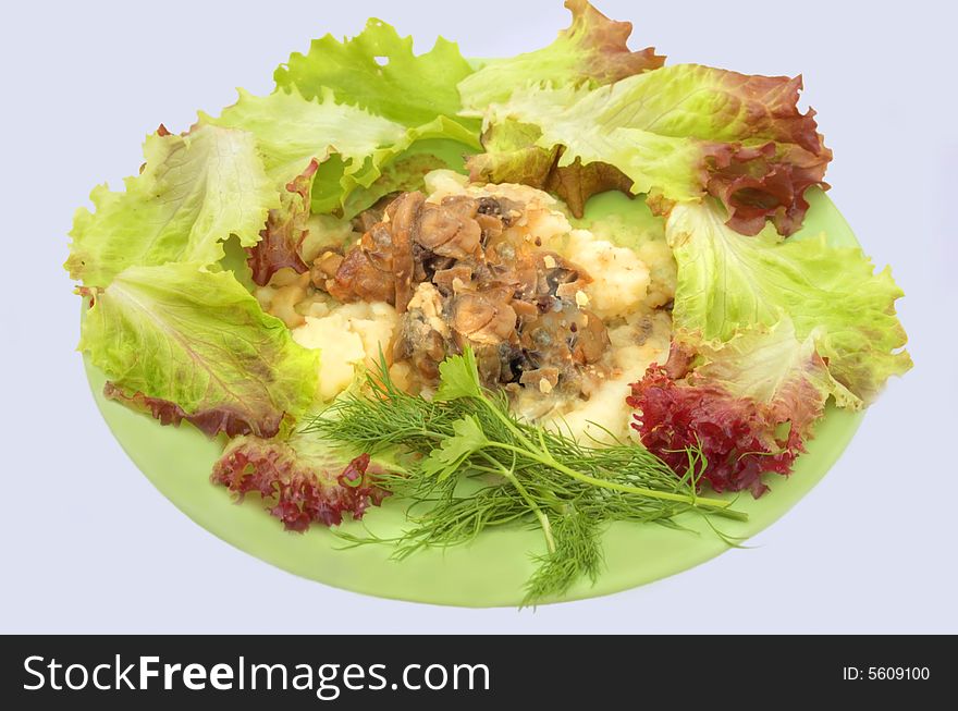 Healthy food-mushrooms and vegetable salads