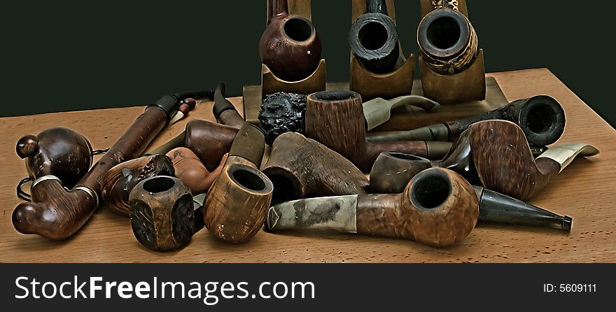 Still-life set of old pipes