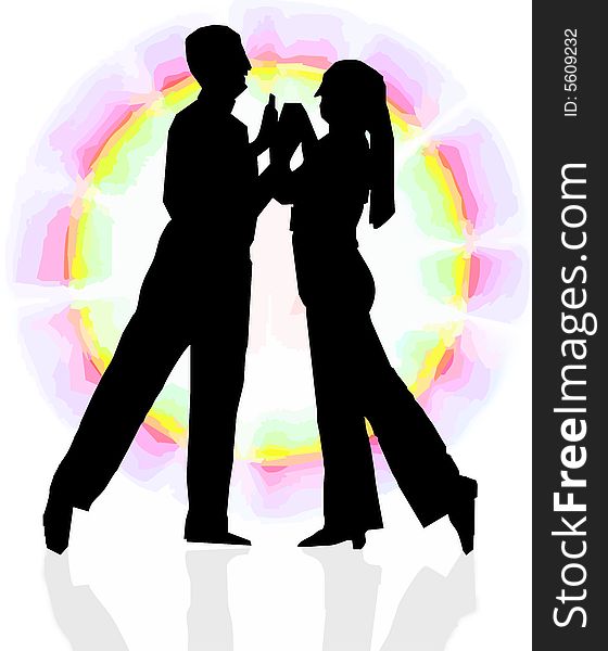 Dancing couple illustration with shadow