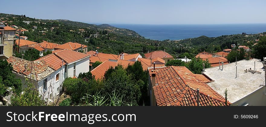 Panorama of a village in Evia, Greece. Panorama of a village in Evia, Greece.