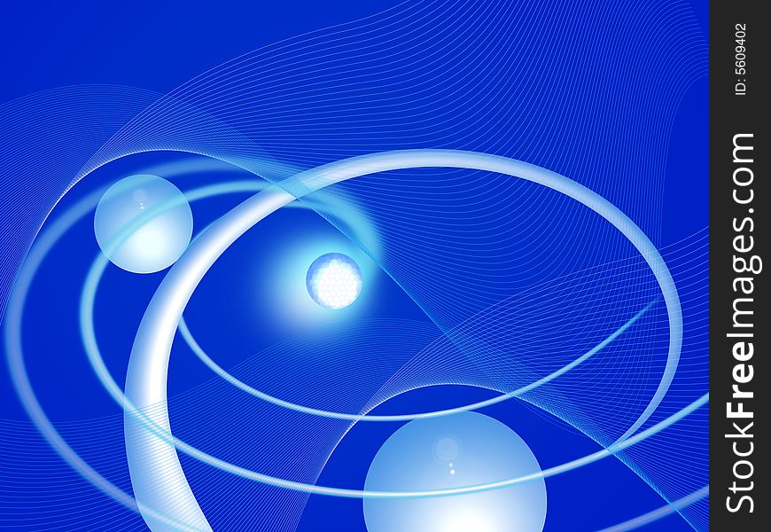 Abstract blue background, Blue Line and balls. Abstract blue background, Blue Line and balls