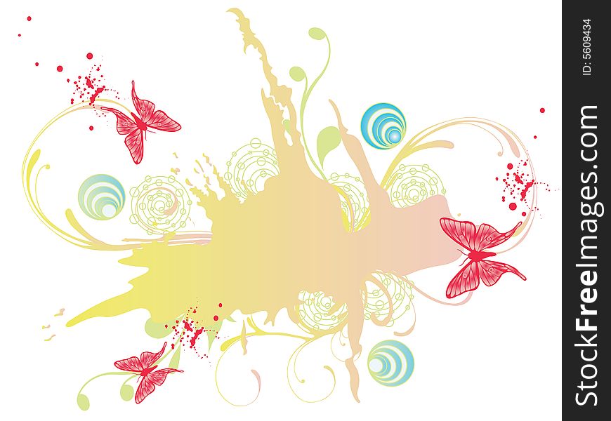 Illustration of a decorative background with butterflies