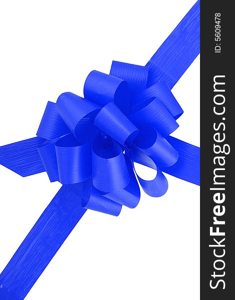 A blue ribbon isolated on the white background