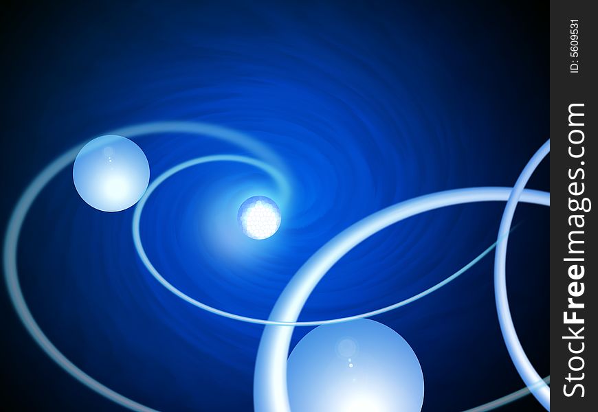 Abstract blue background. Elegance blue line and balls. Abstract blue background. Elegance blue line and balls