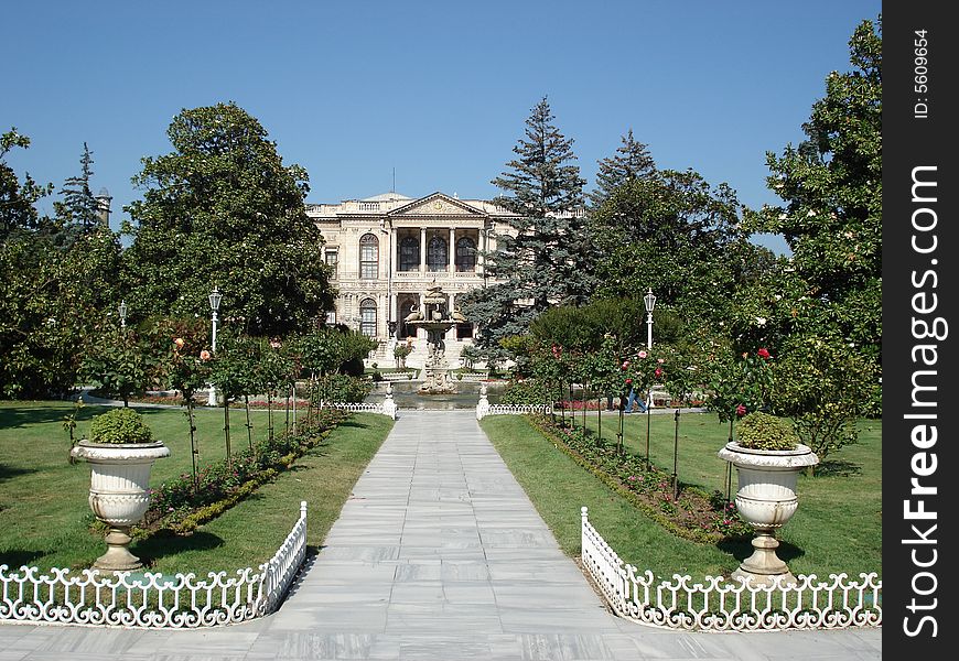 Beautiful baroque style palace to  Dolmabahce in Istanbul, residence of sultans of Ottoman empire. Beautiful baroque style palace to  Dolmabahce in Istanbul, residence of sultans of Ottoman empire