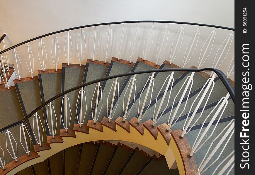 Downside view of a spiral staircase classical desgin architecture element