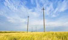 Field And Powerlines Royalty Free Stock Images Field And Powerlines Royalty Free Stock Images
