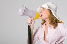 Beautiful Young Girl With Megaphone On White Royalty Free Stock Image Beautiful Young Girl With Megaphone On White Royalty Free Stock Image