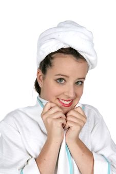 Luxury Teen In Robe And Towel Stock Photography