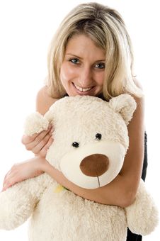 Lovely Young Blonde Girl With Teddy Bear Royalty Free Stock Images Lovely Young Blonde Girl With Teddy Bear Royalty Free Stock Images