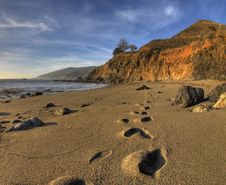 Footprints On Big Sur Beach Stock Image Footprints On Big Sur Beach Stock Image