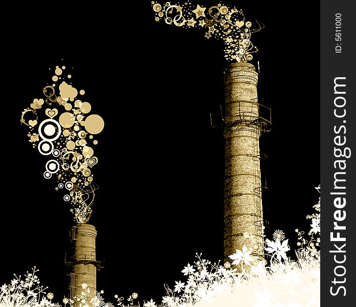 Sepia stared chimney-stalks. environmental concept