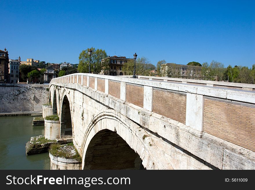 Bridge across the Tiber River, Rome, Italy