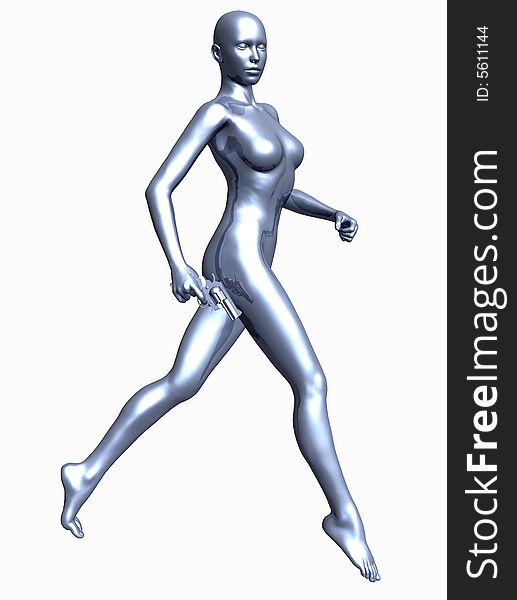 Metallic Woman With Gun