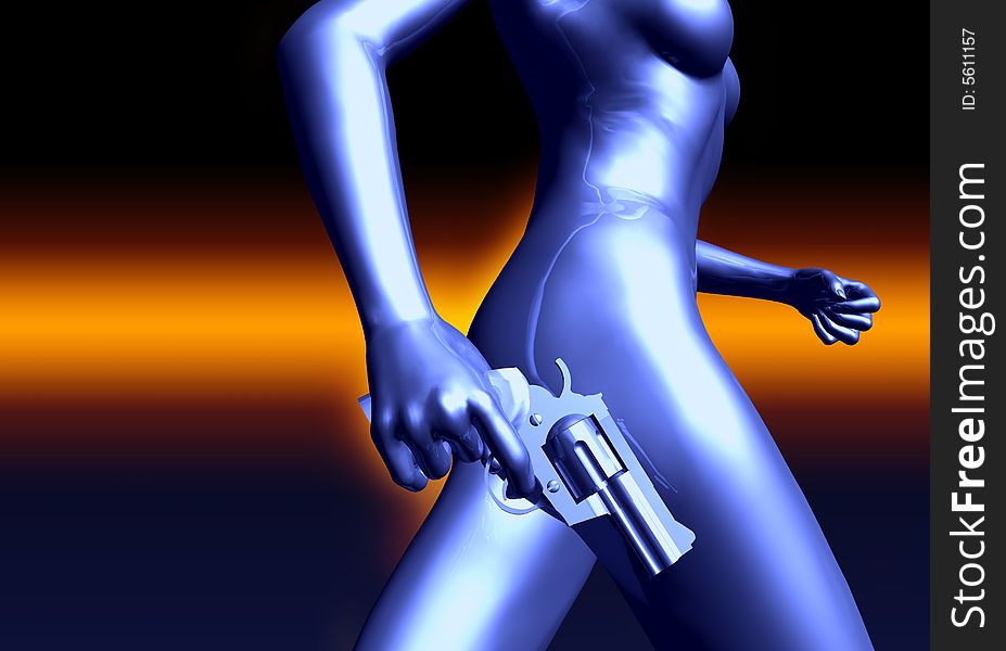 Woman torso with gun
