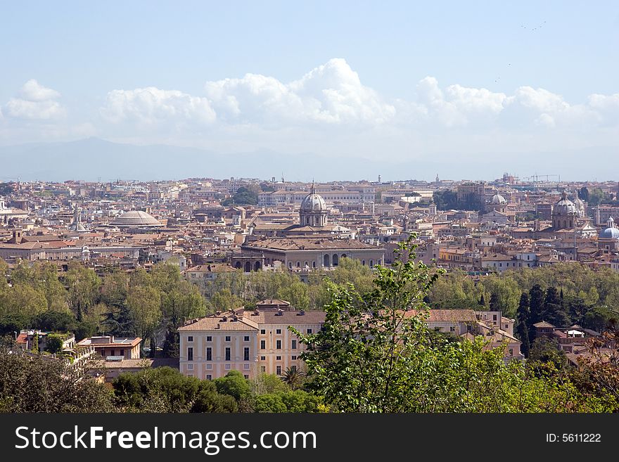 Skyline of Rome, Italy with mountains in the background. Skyline of Rome, Italy with mountains in the background