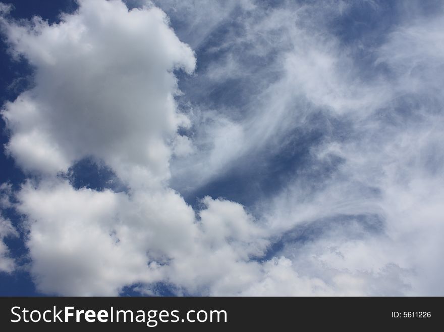 Photo of the spring solar sky with clouds