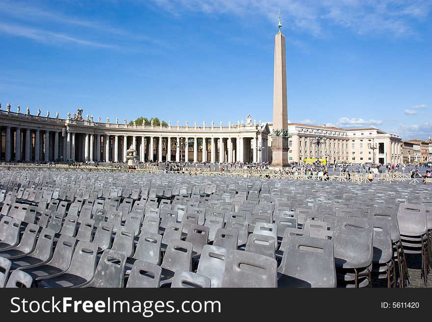 Chairs in St. Peter's Square, Vatican City, Rome, Italy