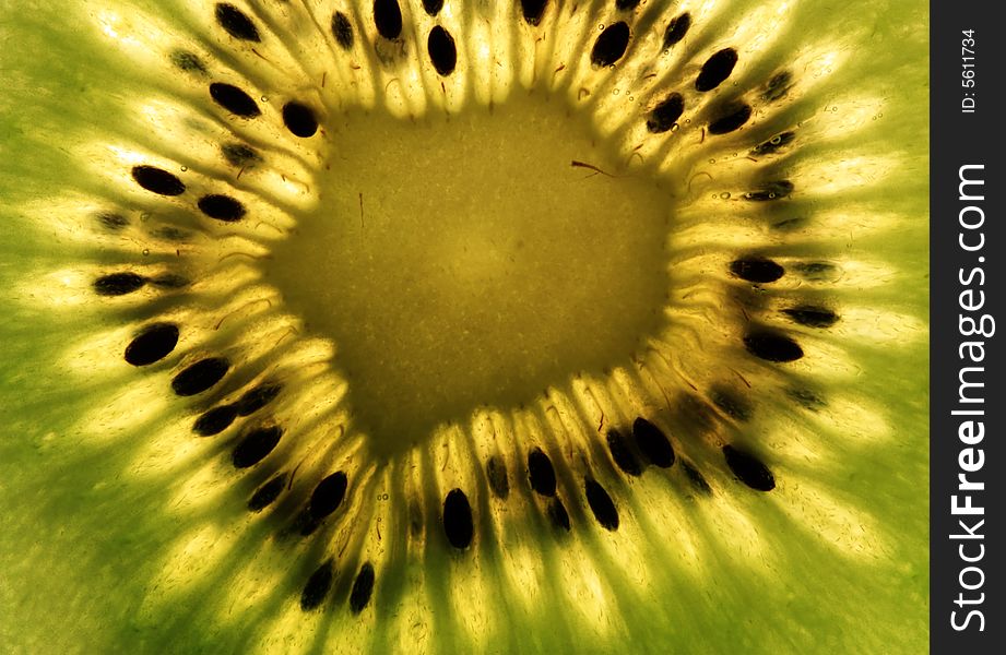 Green kiwi slice - macro shot