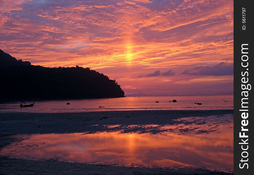 Sunset seen from a beach in Malaysia. Sunset seen from a beach in Malaysia