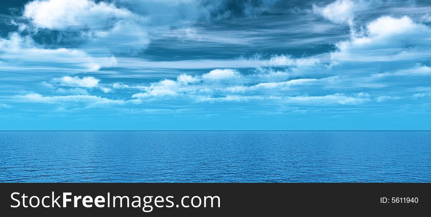 Beautiful sea and clouds sky - digital artwork. Beautiful sea and clouds sky - digital artwork